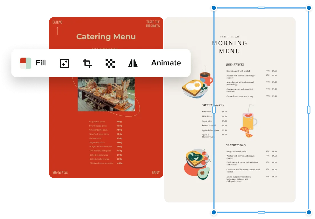 Design personalized menus in a few minutes