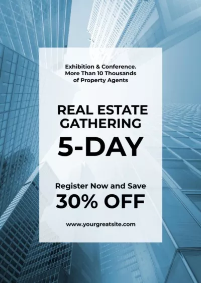 Real Estate Conference announcement Glass Skyscrapers Real Estate Flyers