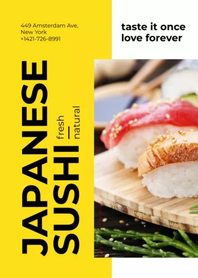 Japanese Restaurant Advertisement Fresh Sushi Restaurant Flyers
