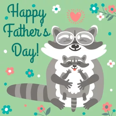 Father's Day Greeting with Raccoons