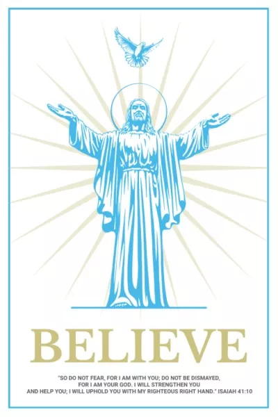 Religious Faith Christ Statue in Blue Tumblr Graphics
