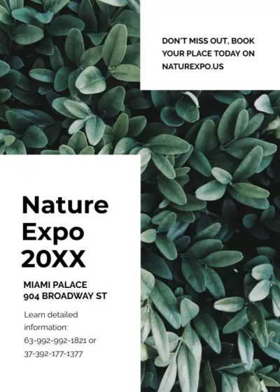 Nature Expo Announcement with Colorful Leaves Babysitting Flyers