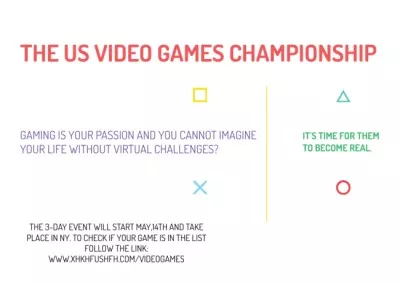 Video Games Championship announcement Postcards