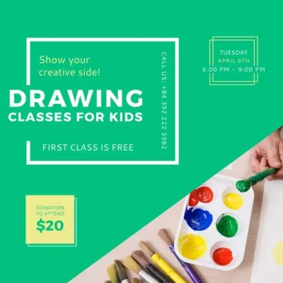 Advertisement for Drawing lessons for Kids