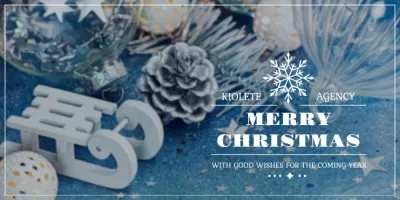 Christmas Wishes with Toylike Sleigh and Baubles Blog Headers