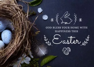 Easter Greeting Neat with Eggs in Blue Postcards