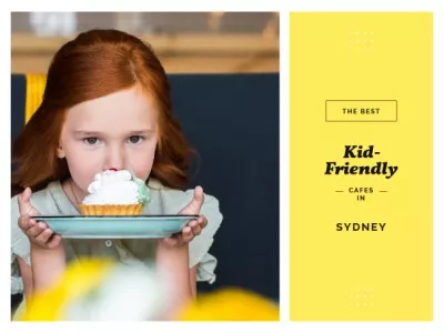 Kids Cafe List with Girl Holding Cupcake on Plate Presentations