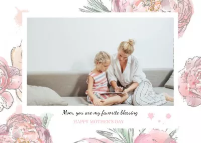 Happy Mother's Day with Cute Mom and Daughter Postcards