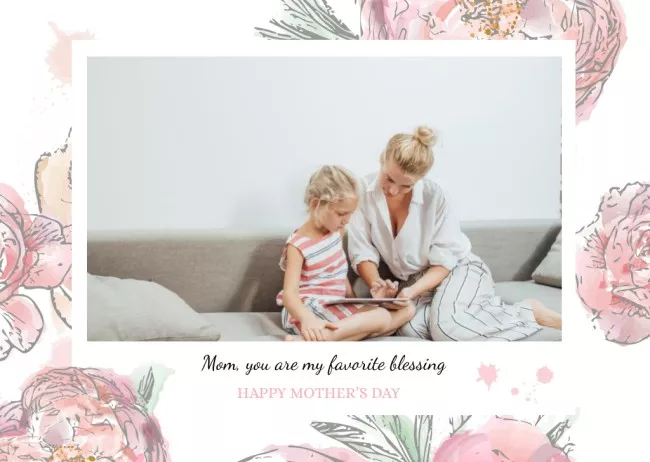 Happy Mother's Day with Cute Mom and Daughter
