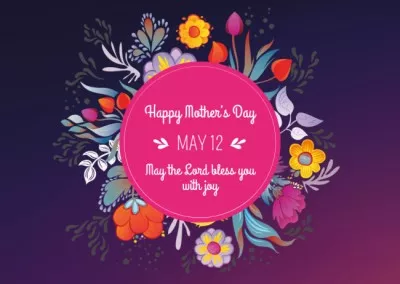 Mother's Day Greeting on Floral Circle Postcards