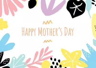 Happy Mother's Day Greeting in Colourful Floral Frame Postcards