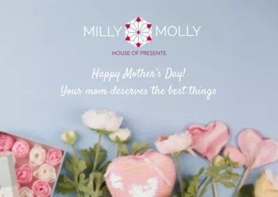 House of presents Ad with gifts on Mother's Day Postcards