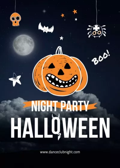 Halloween Night Party Scary Icons Party Flyers