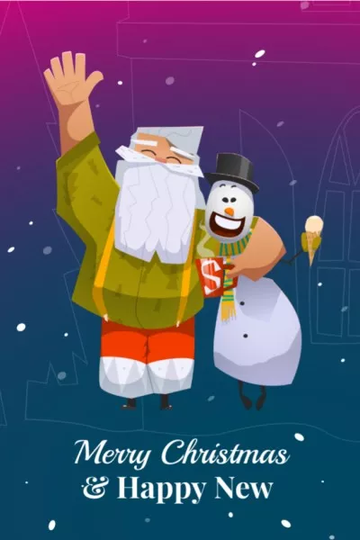 Christ,as greeting Santa Claus with snowman Tumblr Graphics