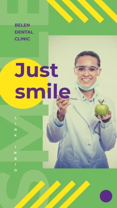 Smiling Dentist holding apple