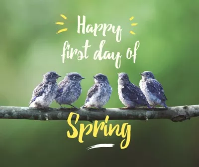Spring Cute Birds on a Branch