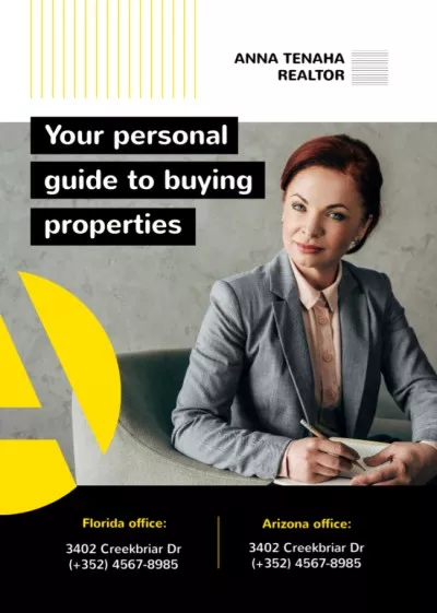 Real Estate Agent Smiling Confident Woman Real Estate Flyers