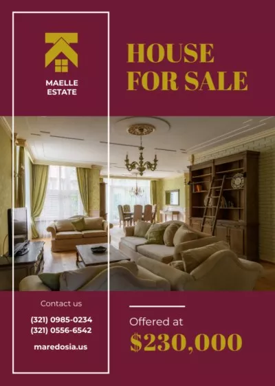 Cozy Interior And House For Sale Offer Real Estate Flyers