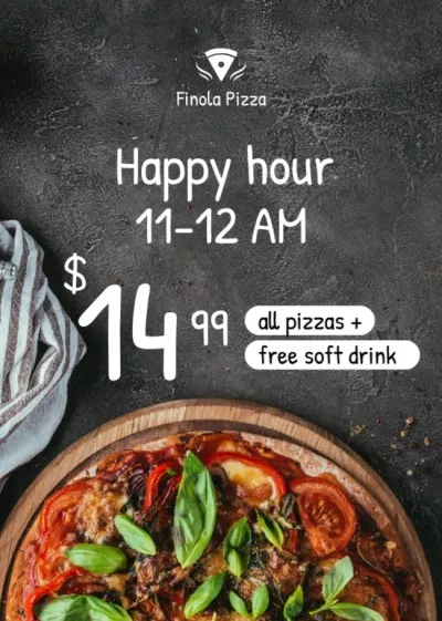 Happy Hour Pizza Offer Party Flyers