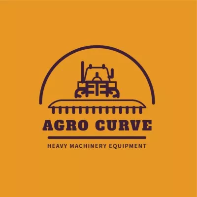 Heavy Machinery with Harvester Working in Field Farm Logos