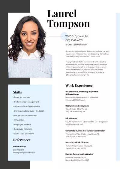 Human resources specialist skills and experience Modern Resume Creator