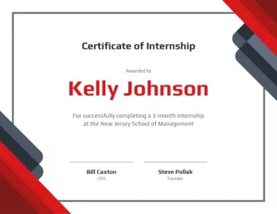 Business School Internship in Red and White Internship Certificates