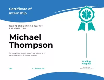 Medical Program Internship in blue Internship Certificates