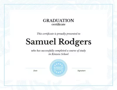 School Graduation confirmation in blue Diploma Certificates