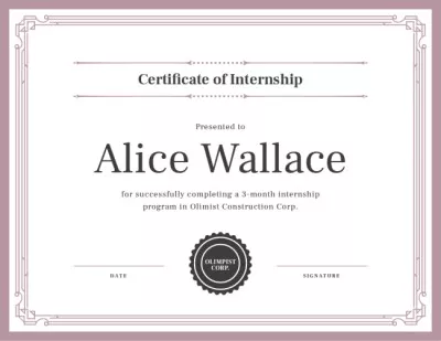 Construction Company internship completion Internship Certificates