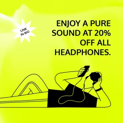 Headphones Sale with Man listening to Music
