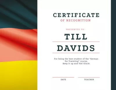 German Language courses Recognition with flag Completion Certificates