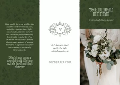 Wedding Decor Service Offer with Bouquet of Tender Flowers Brochure Maker