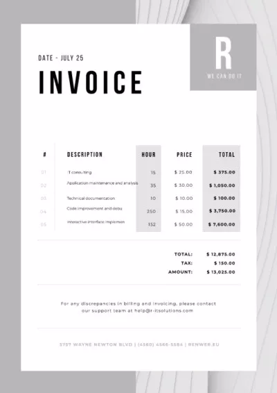 IT Company Services in Abstract Frame Invoices