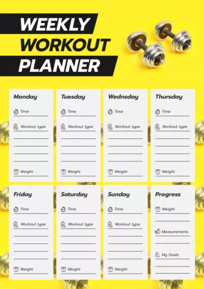 Workout Plan for Week with dumbbells Weekly Schedule Maker