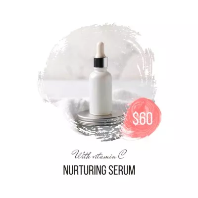 Skincare product ad with serum in bottle