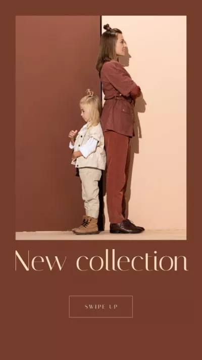 Fashion Collection Ad with Stylish Woman and Girl Child