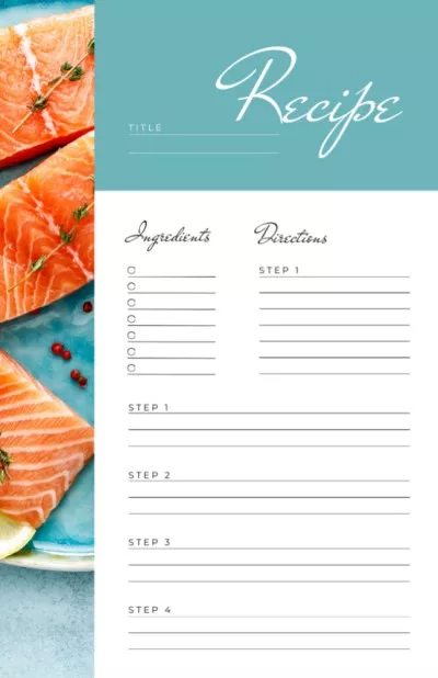 Raw Salmon pieces with spices Recipe Cards