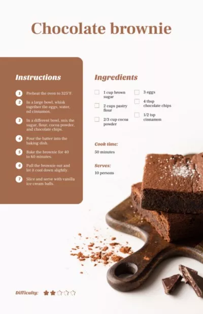 Pieces of Chocolate Brownie Recipe Cards