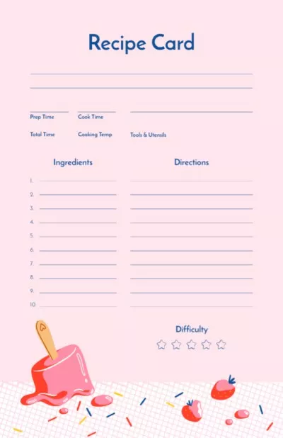 Melted Strawberry Ice Cream Recipe Cards