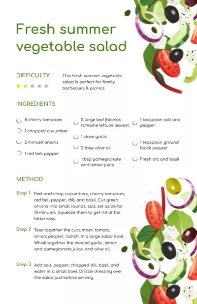 Fresh Summer Veggie Salad Recipe Cards