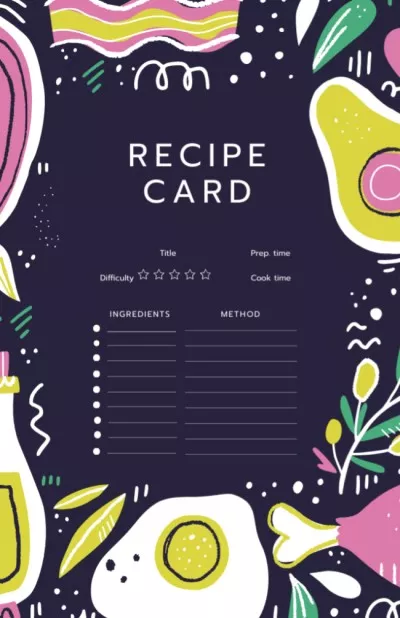 Bright illustration of Food Recipe Cards