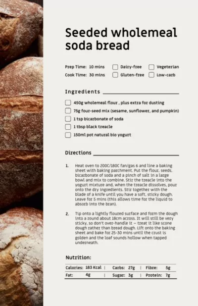 Seeded Wholemeal Soda Bread Recipe Cards