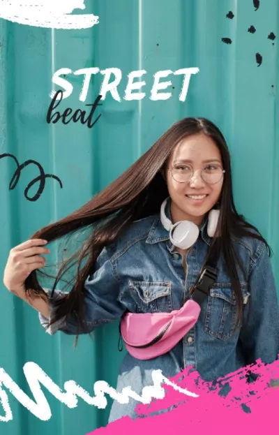 Stylish Girl in Headphones on street
