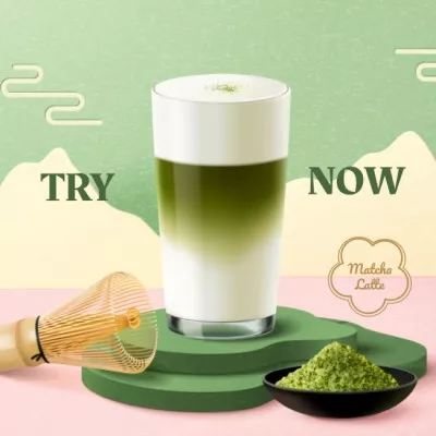 Matcha Tea Offer with Utensils and Powder