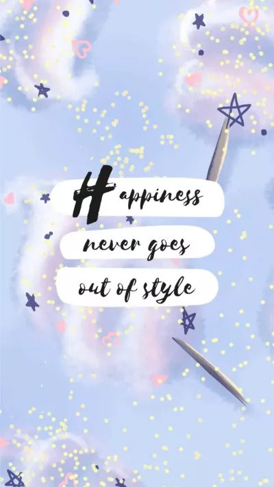 Happiness Quote on blue pattern