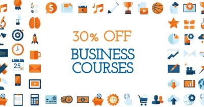 Business Courses Discount Offer with Financial Icons Facebook Ads