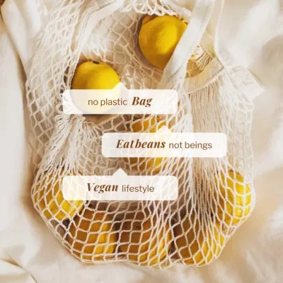 Vegan Lifestyle Concept with Lemons in Eco Bag