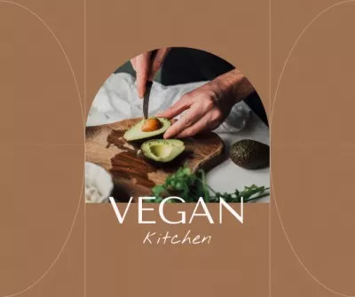 Vegan Kitchen Concept with Man cutting Avocado