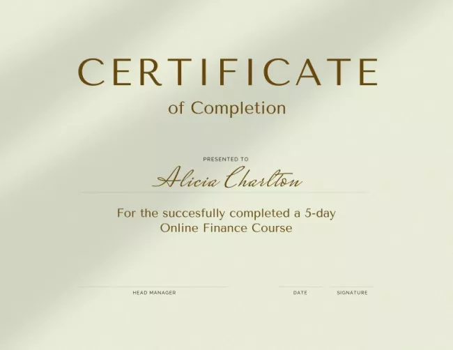 Online Finance Course completion