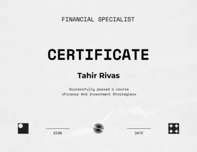 Financial Specialist graduation recognition Appreciation Certificates